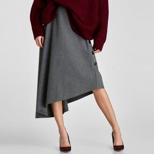 Zara Asymmetric Skirt with Buttons